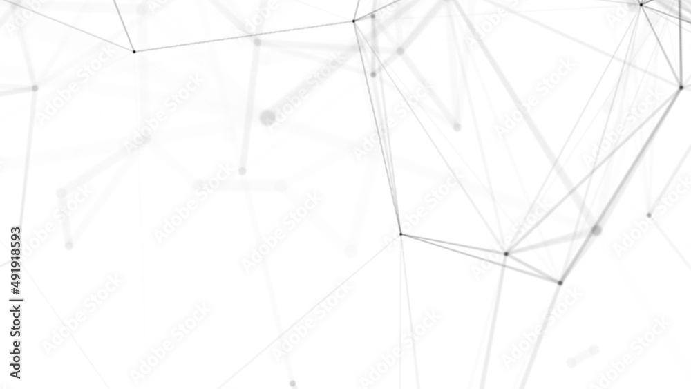 Fototapeta premium Plexus fantasy abstract technology. Abstract geometric background with moving lines, dots and triangles. Science. Medicine and technology