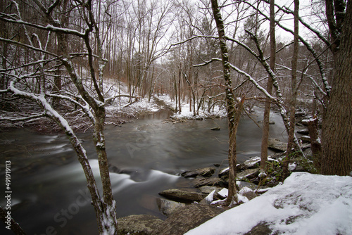 River with snow in Tennesee USA