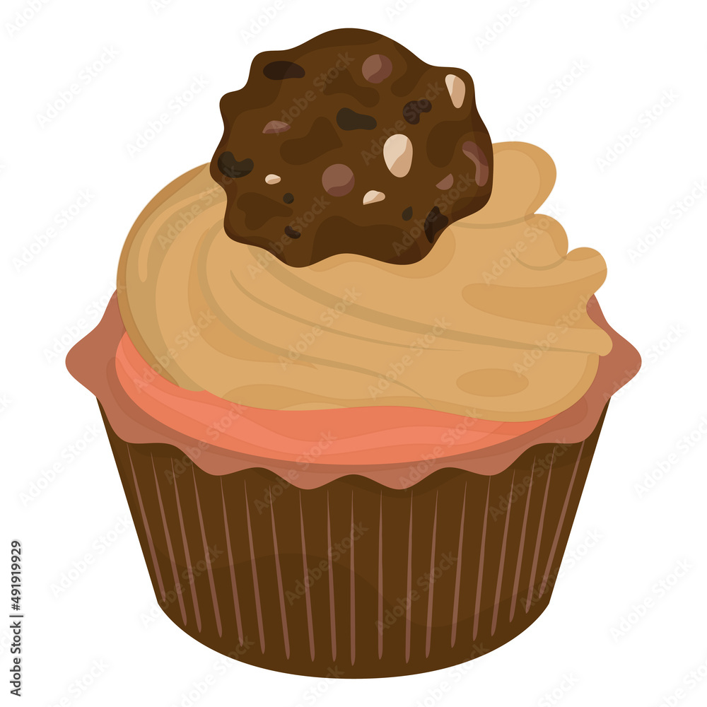 Isolated chocolate cupcake birthday dessert Vector Isolated chocolate cupcake birthday dessert Vector