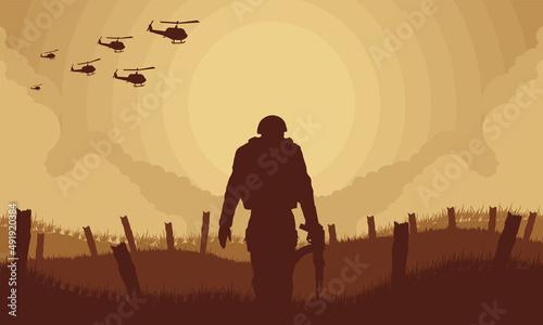 soldier in war scene