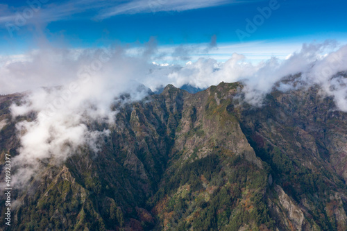 View into the valley of nuns in Madeira, Portugal. Mountains with dramatic clouds.  © Hedvika