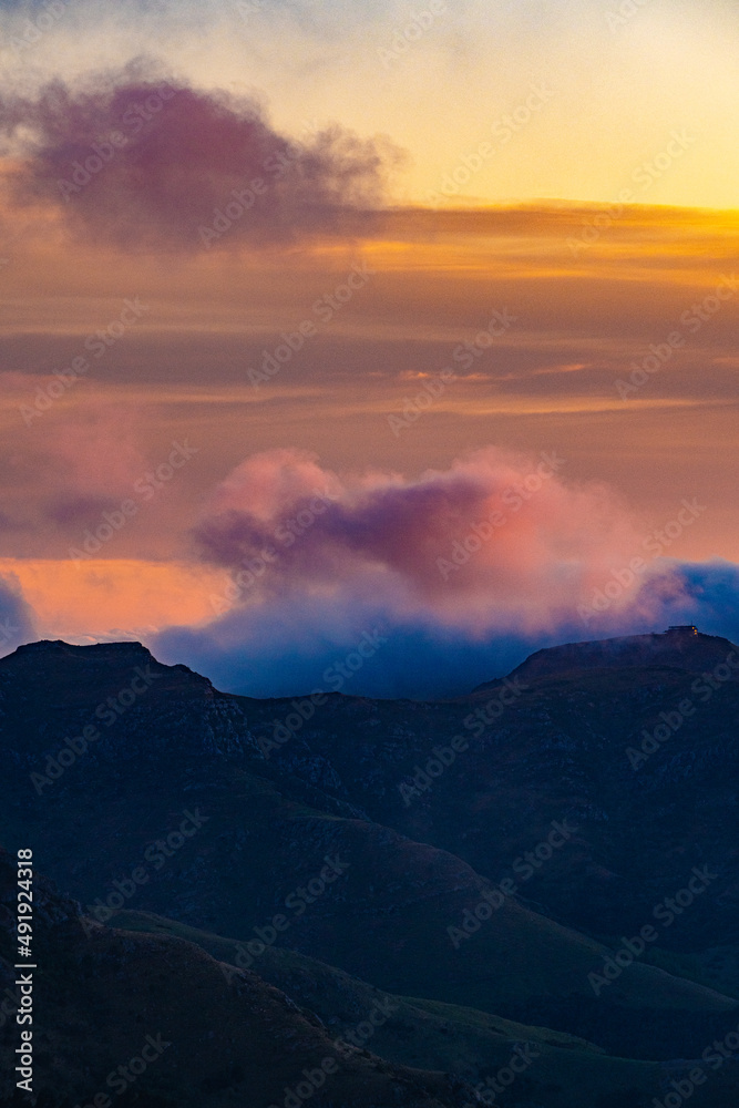 Mountain scenery during sunset in New Zealand