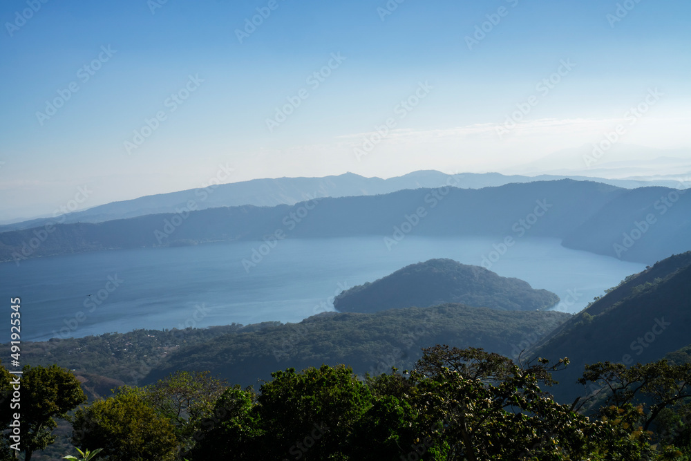 Aerial view of the lake Coatepeque in Salvador. Santa Ana, El Salvador. Aerial view of the lake Coatepeque in Salvador. Santa Ana, El Salvador.