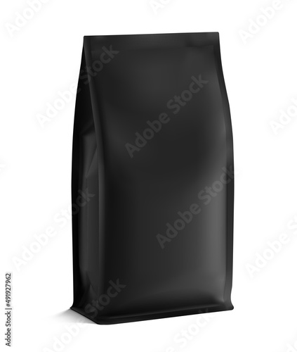 High realistic clean vertical stand bag mockup. Vector illustration isolated on white background. Easy to use for presentation your product, idea, promo, design. EPS10.	