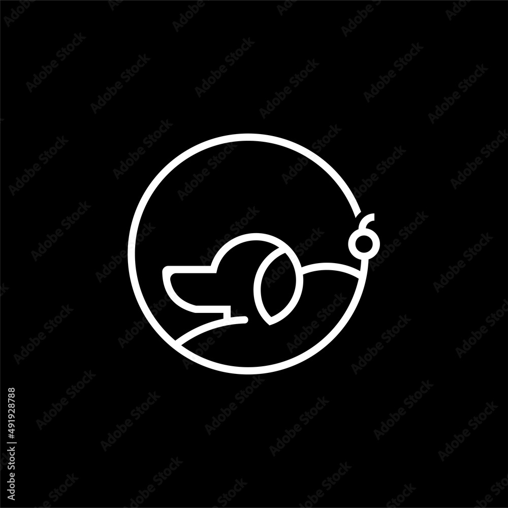dog cute with circle line logo design vector dog cute with circle line logo design vector