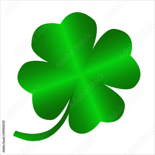 Happy St Patricks day. Leaf clover isolated on white background. Good luck four leaf clover flat icon for apps and websites.
