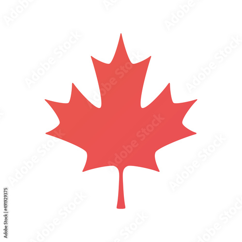 Red Canadian autumn maple leaf isolated flat vector silhouette icon