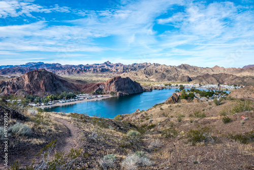 An overlooking view of nature in Buckskin Mountain SP, Arizona