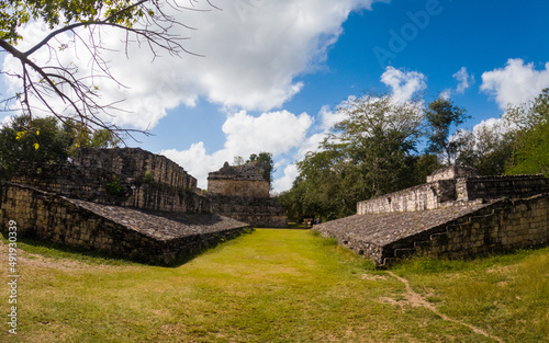 Mayan ruins. Ekbalam archaeological site in Mexico near Valladolid in the Yucatan Peninsula