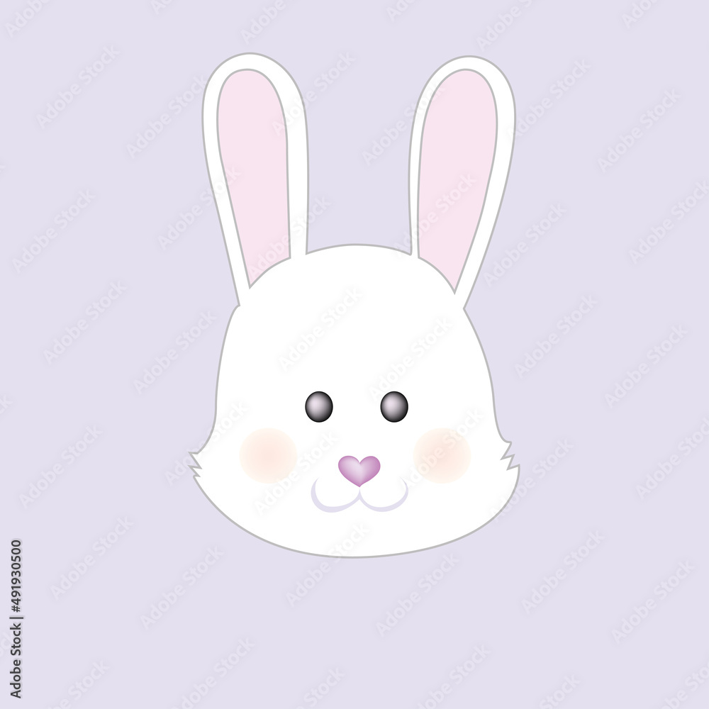 Fototapeta premium Cute little Easter bunny face. Vector Cartoon illustration