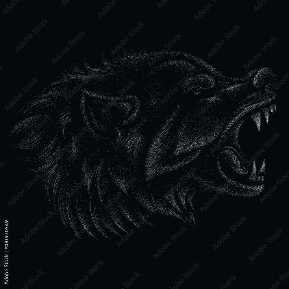 The Vector logo dog or wolf for tattoo or T-shirt design or outwear. Cute print style dog or wolf background. This hand drawing would be nice to make on the black fabric or canvas. The Vector logo dog or wolf for tattoo or T-shirt design or outwear. Cute print style dog or wolf background. This hand drawing would be nice to make on the black fabric or canvas.