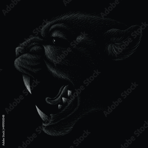 The Vector logo lion for tattoo or T-shirt print design or outwear.  Hunting style lions background. This hand drawing would be nice to make on the black fabric or canvas.
