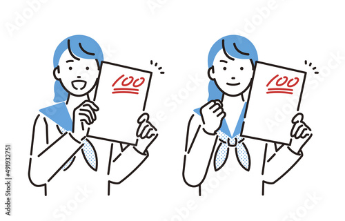 人物 テストで100点をとる中学生の女の子