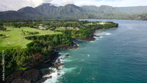 Princeville Napali Hawaii Ocean Ariel Drone 4k