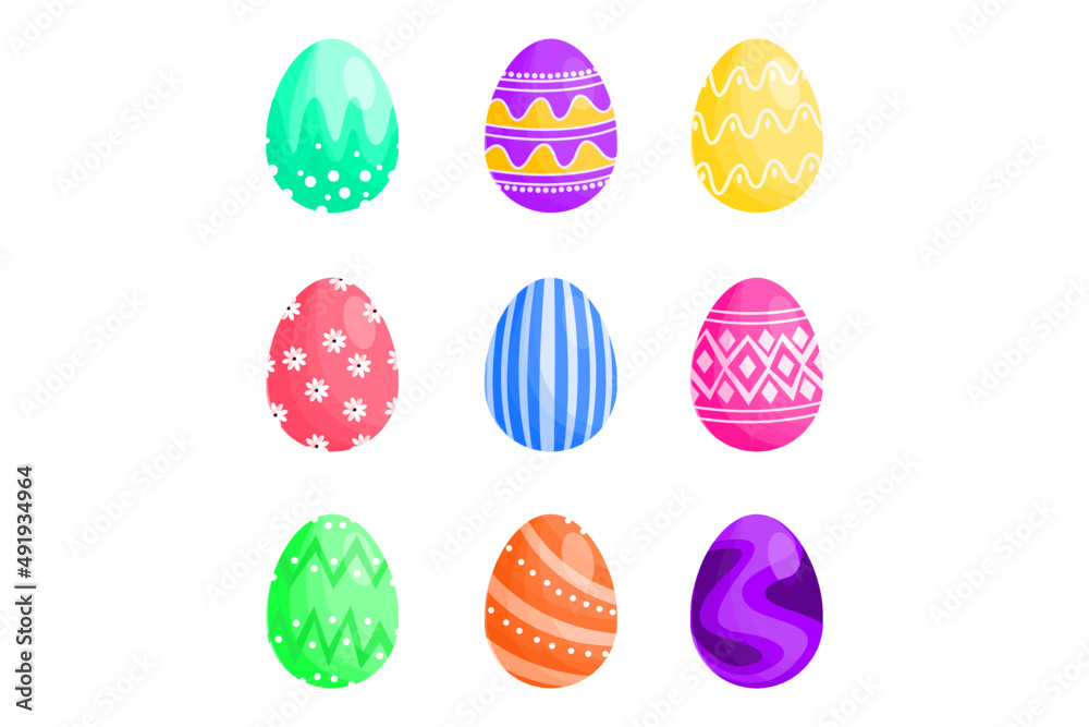 Happy Easter Day. Cute colorful Easter eggs on white background vector illustrations design 