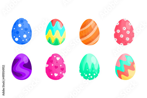 Happy Easter Day. Cute colorful Easter eggs on white background vector illustrations design 