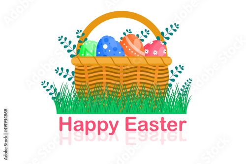 Wallpaper Mural Happy Easter Day. Cute colorful Easter eggs on white background vector illustrations design  Torontodigital.ca
