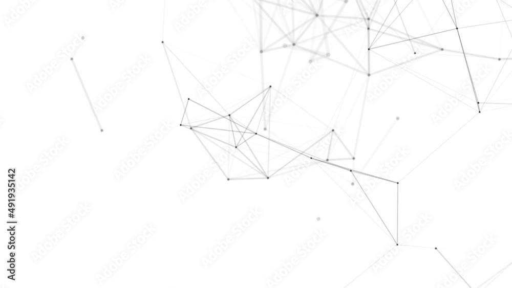 Plexus fantasy abstract technology. Abstract geometric background with moving lines, dots and triangles. Science. Medicine and technology. Loop animations