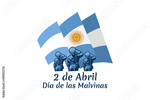 Translation: April 2, Malvinas Day. vector illustration. Suitable for greeting card, poster and banner.