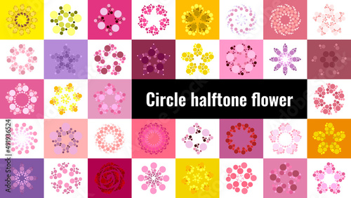 Circle halftone flower Frame	