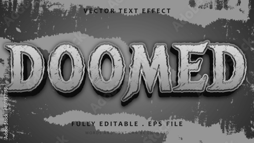 3d Silver Grunge Word Doomed Editable Text Effect Design