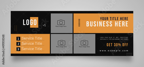 professional horizontal business banner template with sale. modern concept layout for facebook cover web ad with image place.