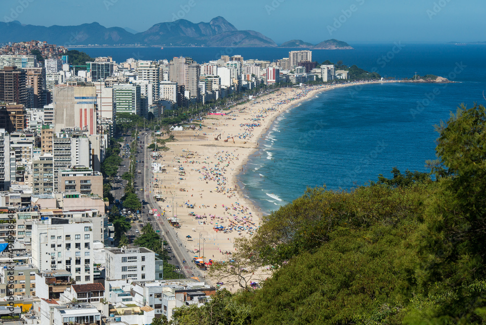 Fototapeta premium Aerial View of Ipanema and Leblon Beach in Rio de Janeiro, Brazil