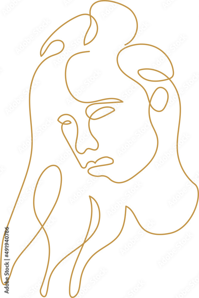Trendy vector set of illustrations in minimal linear style. Face continuous line art. Trendy vector set of illustrations in minimal linear style. Face continuous line art.
