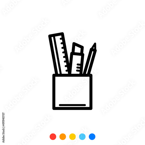 Office equipment icon, Stationery icon, Vector and Illustration.