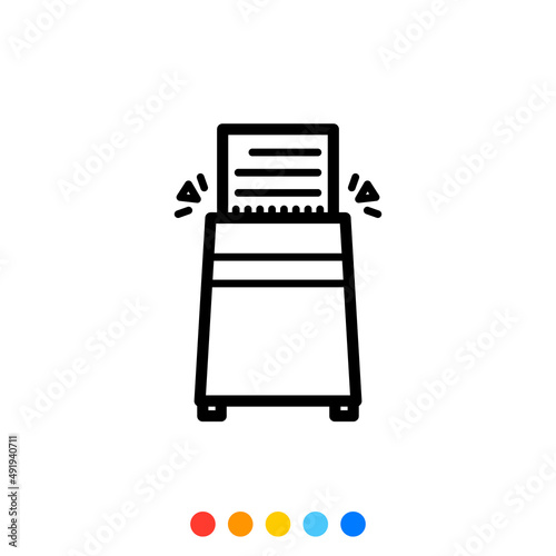 Paper shredder icon, Vector and Illustration.
