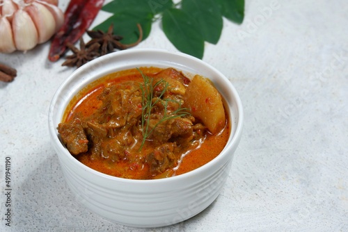 Spicy and delicious mutton curry,dish from Indian cuisine 