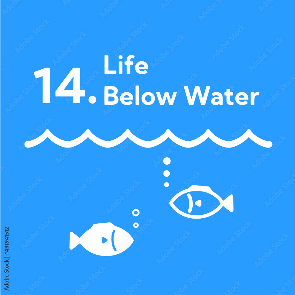 SDGs 14.海の豊かさを守ろうアイコン（英語表記）　SDGs 14.Life Below Water icon