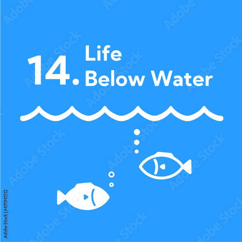 SDGs 14.海の豊かさを守ろうアイコン（英語表記）　SDGs 14.Life Below Water icon