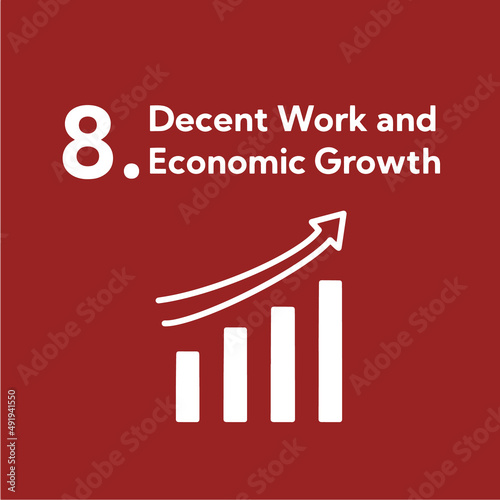SDGs 8.働きがいも経済成長もアイコン（英語表記）　SDGs 8.Decent Work and Economic Growth icon