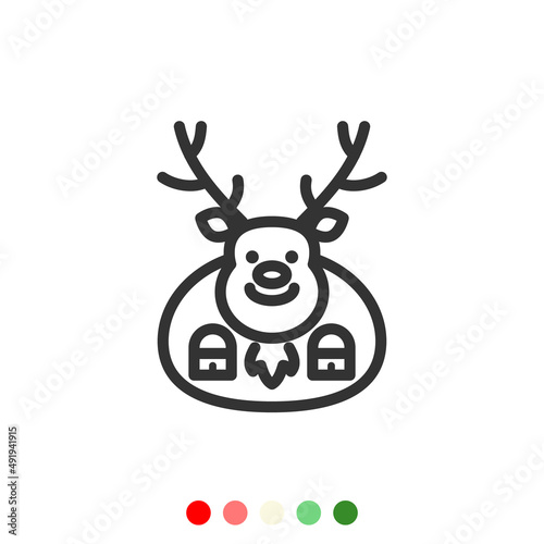 Cute reindeer icon, Vector and Illustration. © aiinue