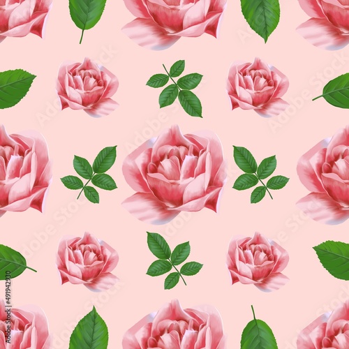 seamless pattern with blooming roses.natural  illustration with  flowers background.