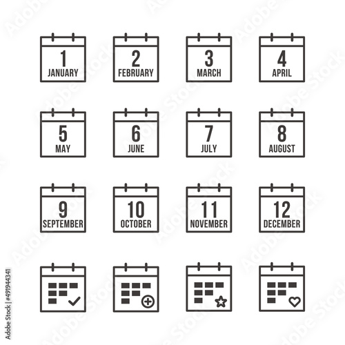毎月のカレンダーやスケジュールをイメージしたシンプルなアイコンセット