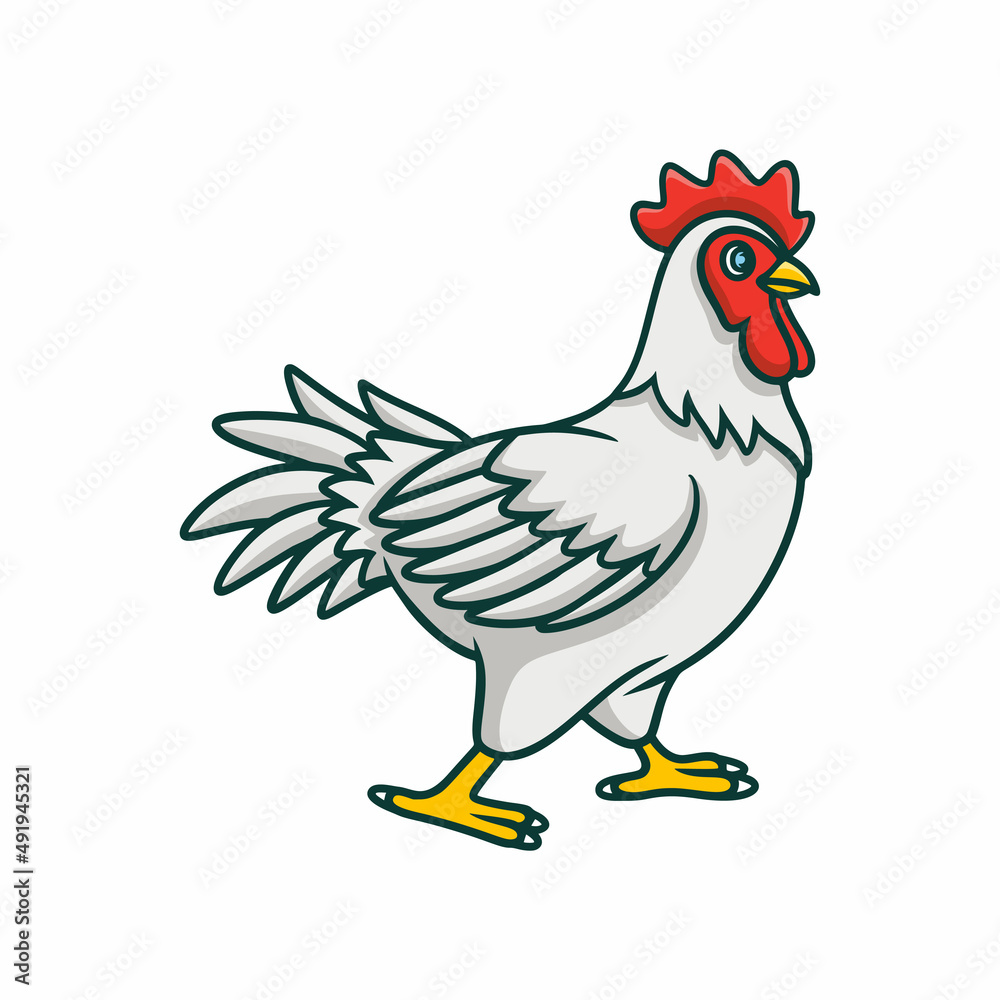 animals cartoon illustration a hen is walking looking for food