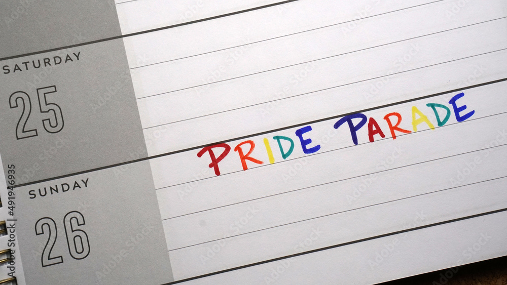 Calendar reminder about LGBTQ Pride Parade in June Calendar reminder about LGBTQ Pride Parade in June