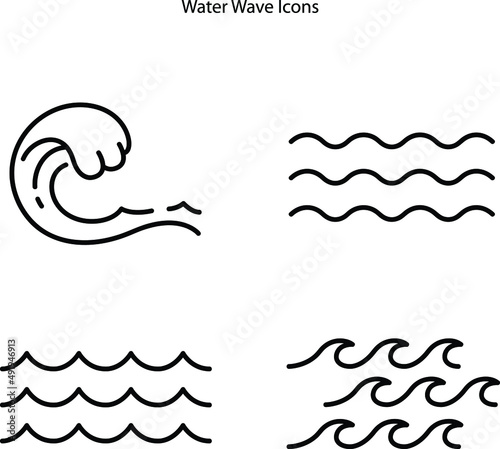 wave icons set isolated on white background. wave icon thin line outline linear wave symbol for logo, web, app, UI. wave icon simple sign.
