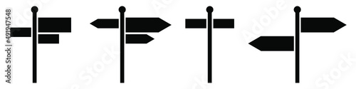 Road sign, Pointer black icon. Vector isolated on white background. EPS 10