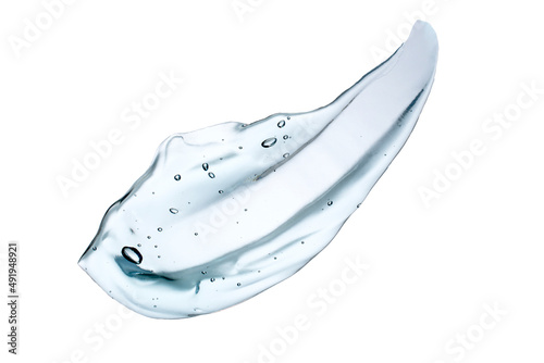 Cosmetic cream transparent or alcohol gel serum texture with micro bubble on white background. skincare concept