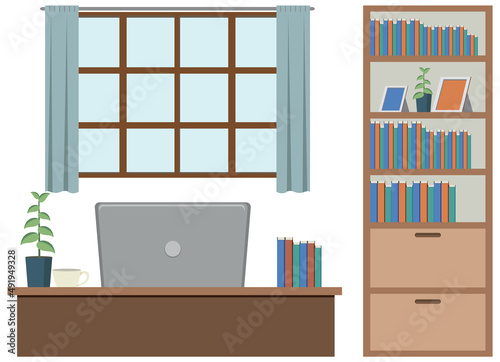 Work space home office flat design