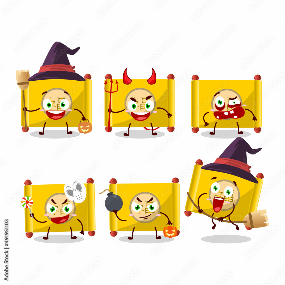 Halloween expression emoticons with cartoon character of yellow paper roll chinese