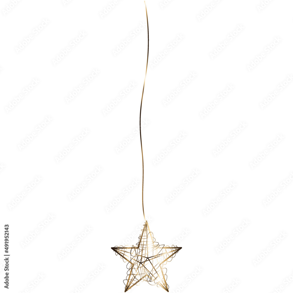 Luxury christmas golden star hanging element.