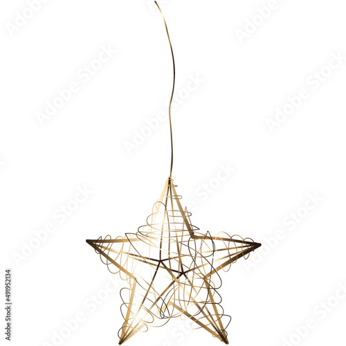 Luxury christmas golden star hanging element.