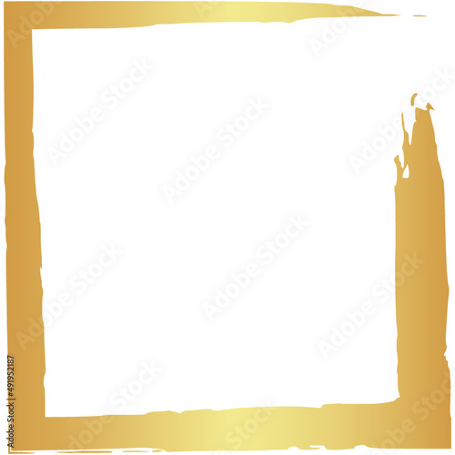 Luxury golden geometric square shape brush. Gold paint decoration.