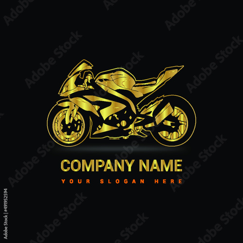 motorcycle on black logo golden bike logo
