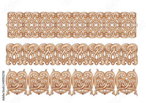Interlacing abstract ornament in the medieval, romanesque style. Element for design. Vector illustration. Isolated on white background.