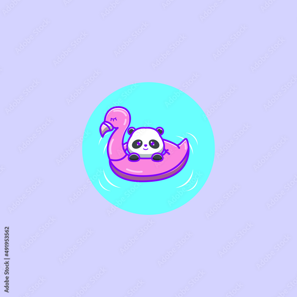 panda wearing a flamingo swimming balloon panda wearing a flamingo swimming balloon
